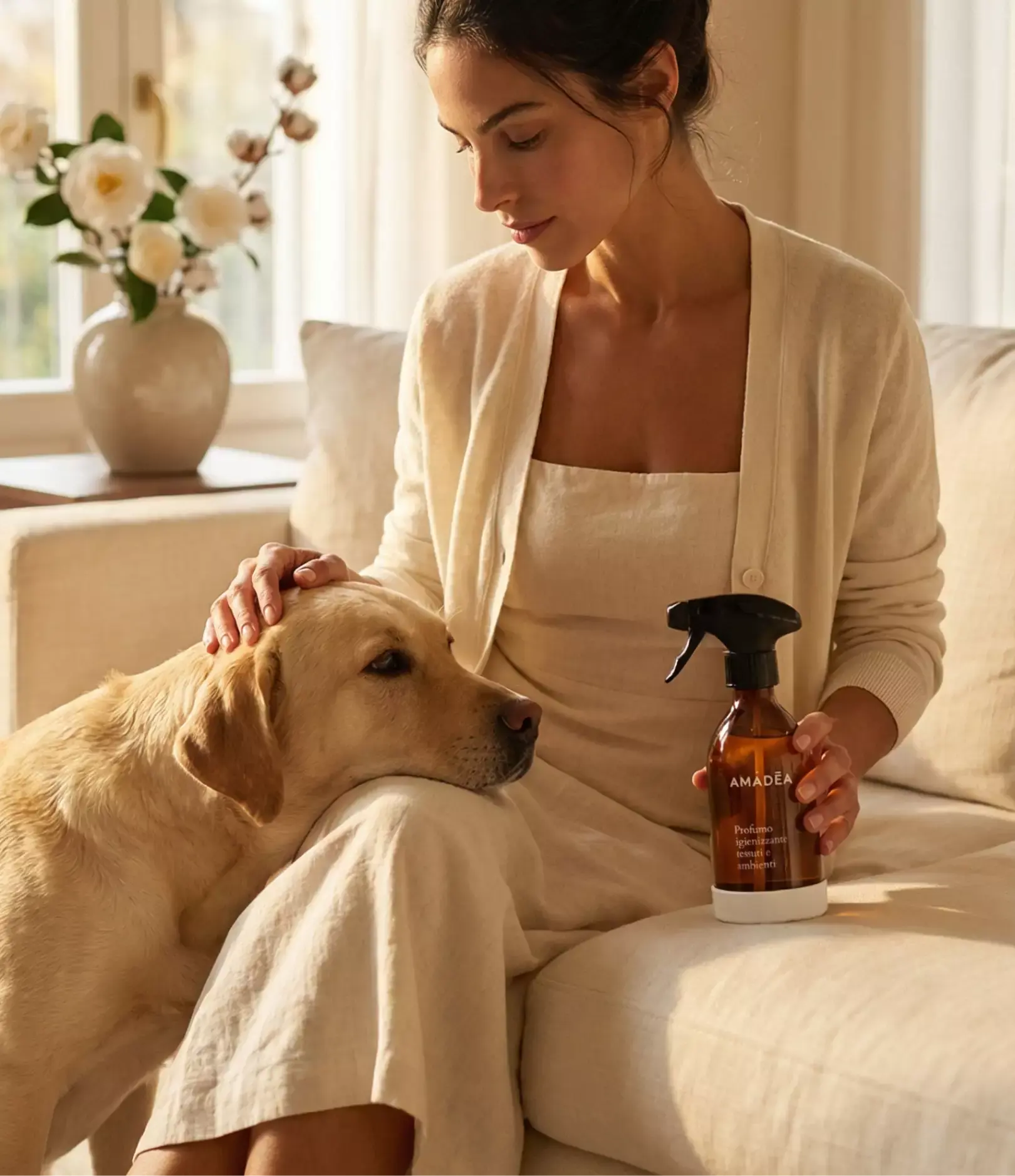 Profumo "Cotone di Camelia" igienizzante tessuti e ambienti 300ml AMADĒA HOME