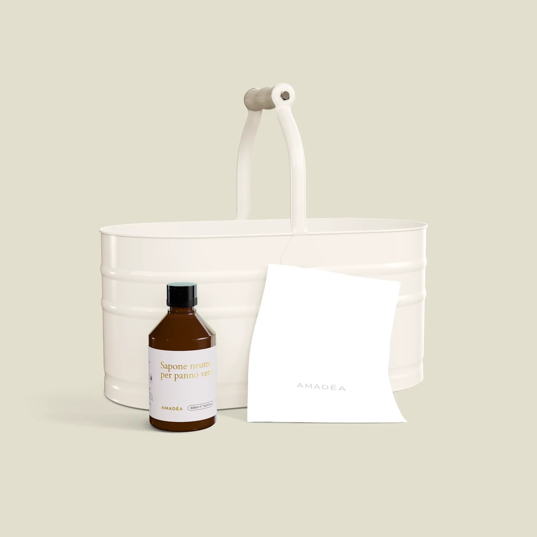 Kit Caddy Crema - Cestello + Panno Vetri + Sapone Neutro