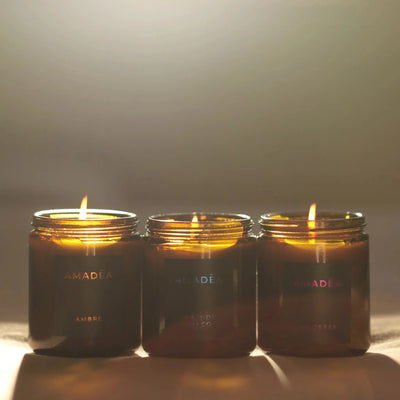 Kit 3 Candele Amadēa - "Dolcezza" + "Ambrè" + "Baci di Talco" AMADĒA HOME